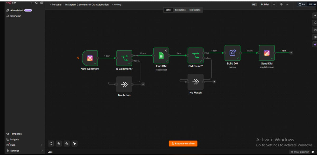 Instagram Comment to DM Automation, N8N Automation Template